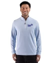 Kansas City Royals Cooperstown Cutter & Buck Adapt Recycled Soft Knit Stripe Mens Big & Tall Quarter Zip Pullover Atlas Heather/White Front Thumbnail Image