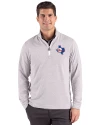 Texas Rangers Cooperstown Cutter & Buck Adapt Recycled Soft Knit Stripe Mens Big & Tall Quarter Zip Pullover Polished Heather/White Front Thumbnail Image