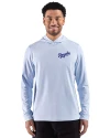 Kansas City Royals Cooperstown Cutter & Buck Adapt Recycled Soft Knit Stripe Mens Hooded Pullover Atlas Heather/White Front Thumbnail Image