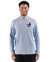 Montreal Expos Cooperstown Cutter & Buck Adapt Recycled Soft Knit Stripe Mens Hooded Pullover Tour Blue Heather/White Front Thumbnail Image