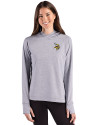 Minnesota Vikings Cutter & Buck Adapt Recycled Soft Knit Stripe Womens Hooded Pullover Black Heather/White Front Thumbnail Image