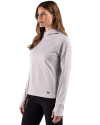 Minnesota Vikings Monochromatic Cutter & Buck Adapt Recycled Soft Knit Stripe Womens Hooded Pullover Polished Heather/White Side Thumbnail Image