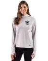 Las Vegas Raiders Historic Cutter & Buck Adapt Recycled Soft Knit Stripe Womens Hooded Pullover Polished Heather/White Front Thumbnail Image