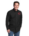 Cincinnati Reds Cutter & Buck Epic Easy Care Fine Twill Mens Big and Tall Dress Shirt Black Front Thumbnail Image