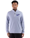 Kansas City Royals Cooperstown Cutter & Buck Adapt Recycled Soft Knit Stripe Mens Quarter Zip Pullover  Tour Blue Heather/White Front Thumbnail Image