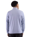 Milwaukee Brewers Cooperstown Cutter & Buck Adapt Recycled Soft Knit Stripe Mens Quarter Zip Pullover  Tour Blue Heather/White Back Thumbnail Image