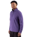 Clemson Tigers Alumni Cutter & Buck Adapt Recycled Soft Knit Stripe Mens Quarter Zip Pullover  College Purple Heather Side Thumbnail Image