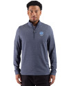 North Carolina Tar Heels Alumni Cutter & Buck Adapt Recycled Soft Knit Stripe Mens Quarter Zip Pullover  Navy Blue Heather Front Thumbnail Image