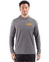 LSU Tigers Alumni Cutter & Buck Adapt Recycled Soft Knit Stripe Mens Hooded Pullover Black Heather Front Thumbnail Image