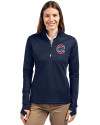 Chicago Cubs Cutter & Buck Traverse Stretch Eco Quarter Zip Womens Pullover Liberty Navy Front Thumbnail Image