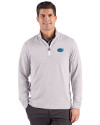 Florida Gators Cutter & Buck Adapt Recycled Soft Knit Stripe Mens Quarter Zip Pullover  Polished Heather/White Front Thumbnail Image
