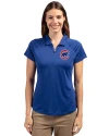Chicago Cubs Cutter & Buck Forge Stretch Womens Short Sleeve Polo Tour Blue Front Thumbnail Image