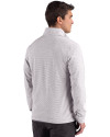 NC State Wolfpack Cutter & Buck Adapt Recycled Soft Knit Stripe Mens Big & Tall Quarter Zip Pullover Polished Heather/White Back Thumbnail Image