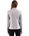 Louisiana Tech Bulldogs Cutter & Buck Adapt Recycled Soft Knit Stripe Womens Quarter Zip Pullover Polished Heather/White Back Thumbnail Image