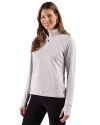 NDSU Bison Cutter & Buck Adapt Recycled Soft Knit Stripe Womens Quarter Zip Pullover Polished Heather/White Side Thumbnail Image