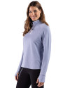 Duke Blue Devils - Cutter & Buck Adapt Recycled Soft Knit Stripe Womens Quarter Zip Pullover Tour Blue Heather/White Side Thumbnail Image