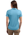 Atlanta Braves Cutter & Buck Prospect Eco Textured Stretch Recycled Womens Short Sleeve Polo Atlas Light Blue Back Thumbnail Image
