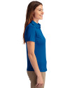 Atlanta Braves Cutter & Buck Prospect Eco Textured Stretch Recycled Womens Short Sleeve Polo Tour Blue Side Thumbnail Image