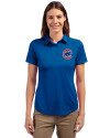 Chicago Cubs Cutter & Buck Prospect Eco Textured Stretch Recycled Womens Short Sleeve Polo Tour Blue Front Thumbnail Image