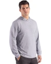 Miami University RedHawks - Cutter & Buck Adapt Recycled Soft Knit Stripe Mens Hooded Pullover Black Heather/White Side Thumbnail Image