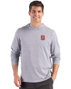 NC State Wolfpack Cutter & Buck Adapt Recycled Soft Knit Stripe Mens Hooded Pullover Black Heather/White Front Thumbnail Image
