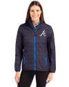 Atlanta Braves Cutter & Buck Rainier PrimaLoft®  Womens Eco Insulated Full Zip Puffer Jacket Dark Navy Front Thumbnail Image