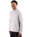James Madison Dukes Cutter & Buck Adapt Recycled Soft Knit Stripe Mens Big & Tall Hooded Pullover Polished Heather/White Side Thumbnail Image