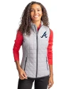 Atlanta Braves Cutter & Buck Rainier PrimaLoft® Womens Eco Insulated Full Zip Puffer Vest Polished Medium Gray Front Thumbnail Image