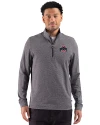 Ohio State Buckeyes- Cutter & Buck Adapt Recycled Soft Knit Stripe Mens Quarter Zip Pullover  Black Heather Front Thumbnail Image