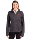 Cincinnati Reds Cutter & Buck Mainsail Full Zip Hooded Womens Jacket Charcoal Heather Front Thumbnail Image