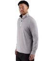 Louisiana Tech Bulldogs Cutter & Buck Adapt Recycled Soft Knit Stripe Mens Quarter Zip Pullover  Black Heather/White Side Thumbnail Image