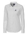 Atlanta Braves Cutter & Buck Stretch Oxford Womens Long Sleeve Dress Shirt White Mannequin Thumbnail Image