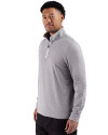 Emory Eagles Cutter & Buck Adapt Recycled Soft Knit Stripe Mens Quarter Zip Pullover  Black Heather/White Side Thumbnail Image