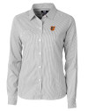 Baltimore Orioles Cutter & Buck Versatech Pinstripe Stretch Womens Long Sleeve Dress Shirt Black Mannequin Thumbnail Image
