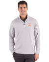 Virginia Cavaliers Cutter & Buck Adapt Recycled Soft Knit Stripe Mens Big & Tall Quarter Zip Pullover Polished Heather/White Front Thumbnail Image