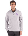View image 4: Stephen F Austin Lumberjacks Cutter & Buck Adapt Recycled Soft Knit Stripe Mens Big & Tall Quarter Zip Pullover Polished Heather/White Front