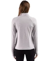 Florida State Seminoles Cutter & Buck Adapt Recycled Soft Knit Stripe Womens Quarter Zip Pullover Polished Heather/White Back Thumbnail Image