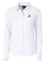Atlanta Braves Cutter & Buck Versatech Tattersall Stretch Womens Long Sleeve Dress Shirt Atlas Light Blue Mannequin Thumbnail Image