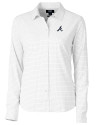 Atlanta Braves Cutter & Buck Versatech Tattersall Stretch Womens Long Sleeve Dress Shirt Charcoal Mannequin Thumbnail Image