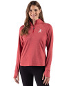 Alabama Crimson Tide Cutter & Buck Adapt Recycled Soft Knit Stripe Womens Quarter Zip Pullover Cardinal Red Heather Front Thumbnail Image