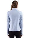 Delaware State Hornets Cutter & Buck Adapt Recycled Soft Knit Stripe Womens Quarter Zip Pullover Atlas Heather/White Back Thumbnail Image