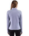 Indiana State Sycamores Cutter & Buck Adapt Recycled Soft Knit Stripe Womens Quarter Zip Pullover Tour Blue Heather/White Back Thumbnail Image