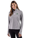 Hawaii Warriors Cutter & Buck Adapt Recycled Soft Knit Stripe Womens Quarter Zip Pullover Black Heather/White Front Thumbnail Image