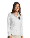 Chicago White Sox Cutter & Buck Epic Easy Care Fine Twill Womens Long Sleeve Dress Shirt White Front Thumbnail Image