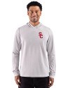 USC Trojans Cutter & Buck Adapt Recycled Soft Knit Stripe Mens Hooded Pullover Polished Heather/White Front Thumbnail Image