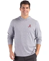 Alabama Crimson Tide Cutter & Buck Adapt Recycled Soft Knit Stripe Mens Hooded Pullover Black Heather/White Front Thumbnail Image