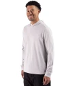 Florida A&M Rattlers - Cutter & Buck Adapt Recycled Soft Knit Stripe Mens Hooded Pullover Polished Heather/White Side Thumbnail Image