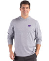 Kansas State Wildcats Cutter & Buck Adapt Recycled Soft Knit Stripe Mens Hooded Pullover Black Heather/White Front Thumbnail Image