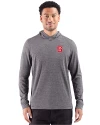 NC State Wolfpack Cutter & Buck Adapt Recycled Soft Knit Stripe Mens Hooded Pullover Black Heather Front Thumbnail Image