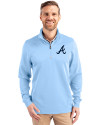 Atlanta Braves Cutter & Buck Traverse Stretch Eco Quarter Zip Mens Pullover Atlas Light Blue Front Thumbnail Image